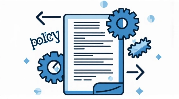 Illustration of policy document with gears, symbolizing updates